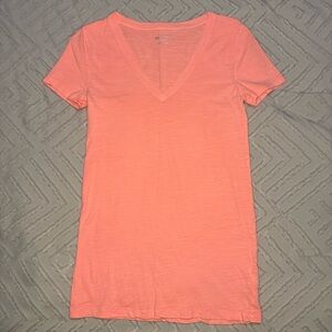 Merona Neon Coral V-Neck Basic Tee | XS